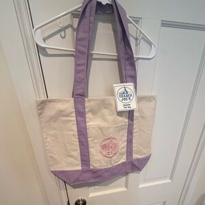 NWT Trader’s Joe’s Cream and Lavender Canvas Large Tote Bag